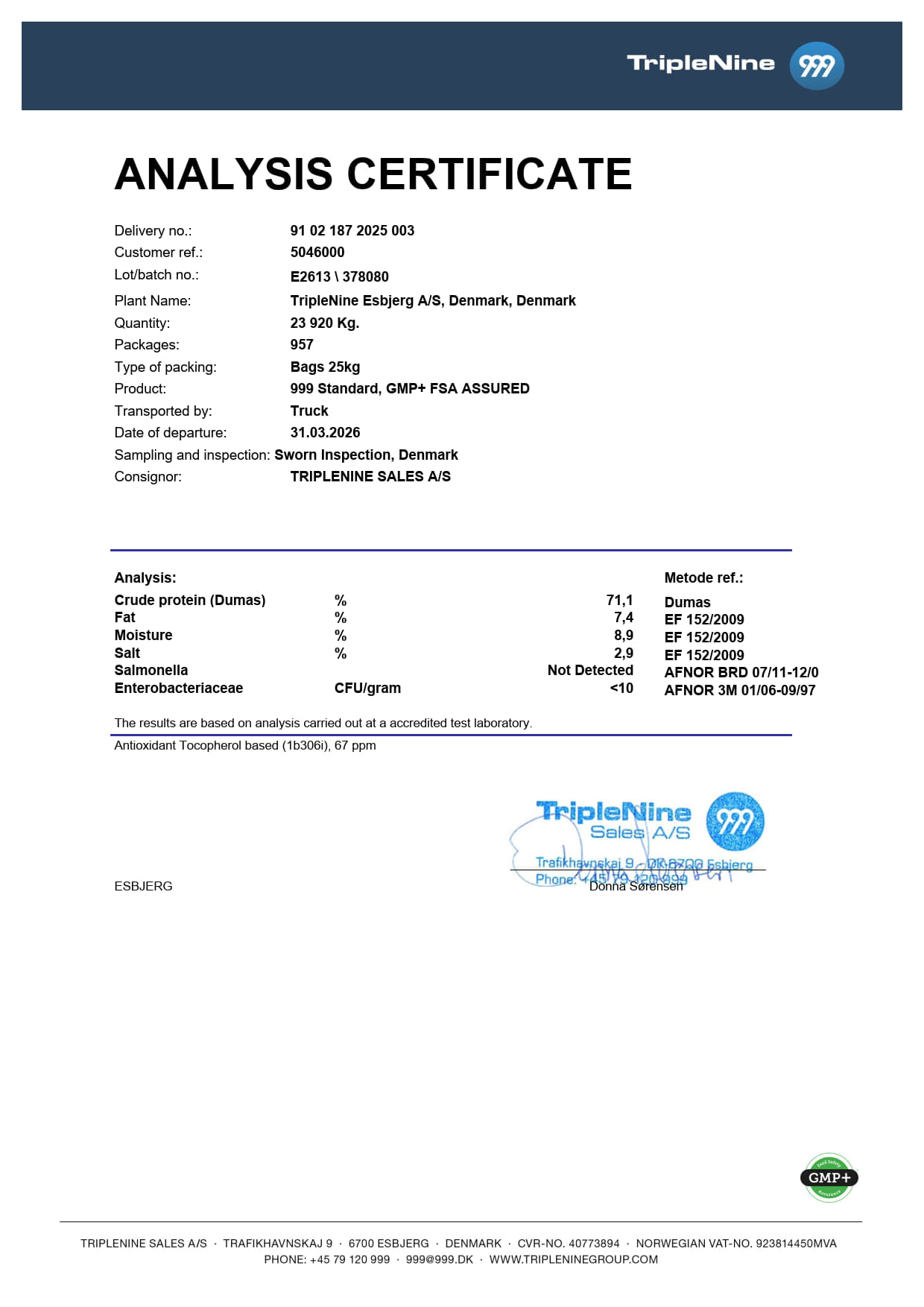 Făină de Pește TripleNine 999 Standard – High Protein 72% - fishmeal Myon Baits