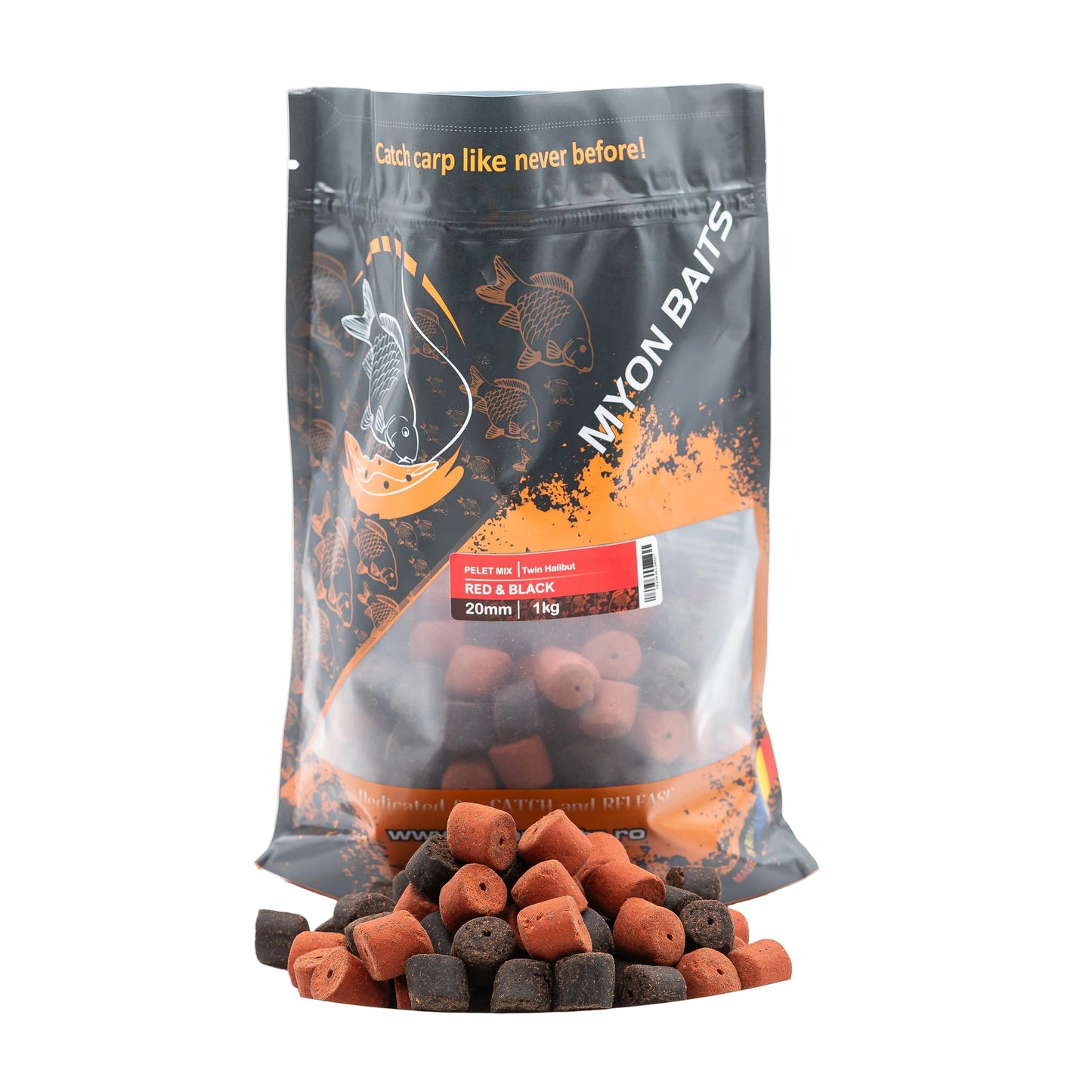 Pelet Mix Twin Halibut 20 mm – Red & Black - Myon Baits