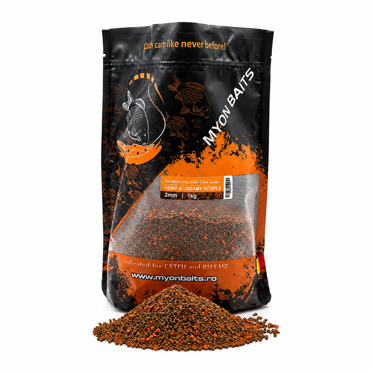PVA Micro Pelet Mix Elite Scopex 2 mm – Hemp & Creamy Scopex - Myon Baits