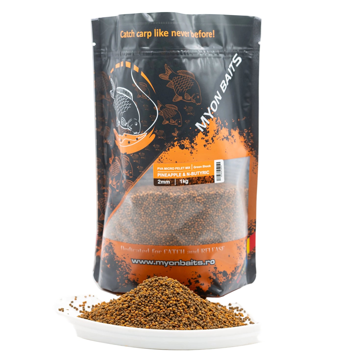 PVA Micro Pelet Mix Green Shock 2 mm – Pineapple & N-Butyric - Myon Baits
