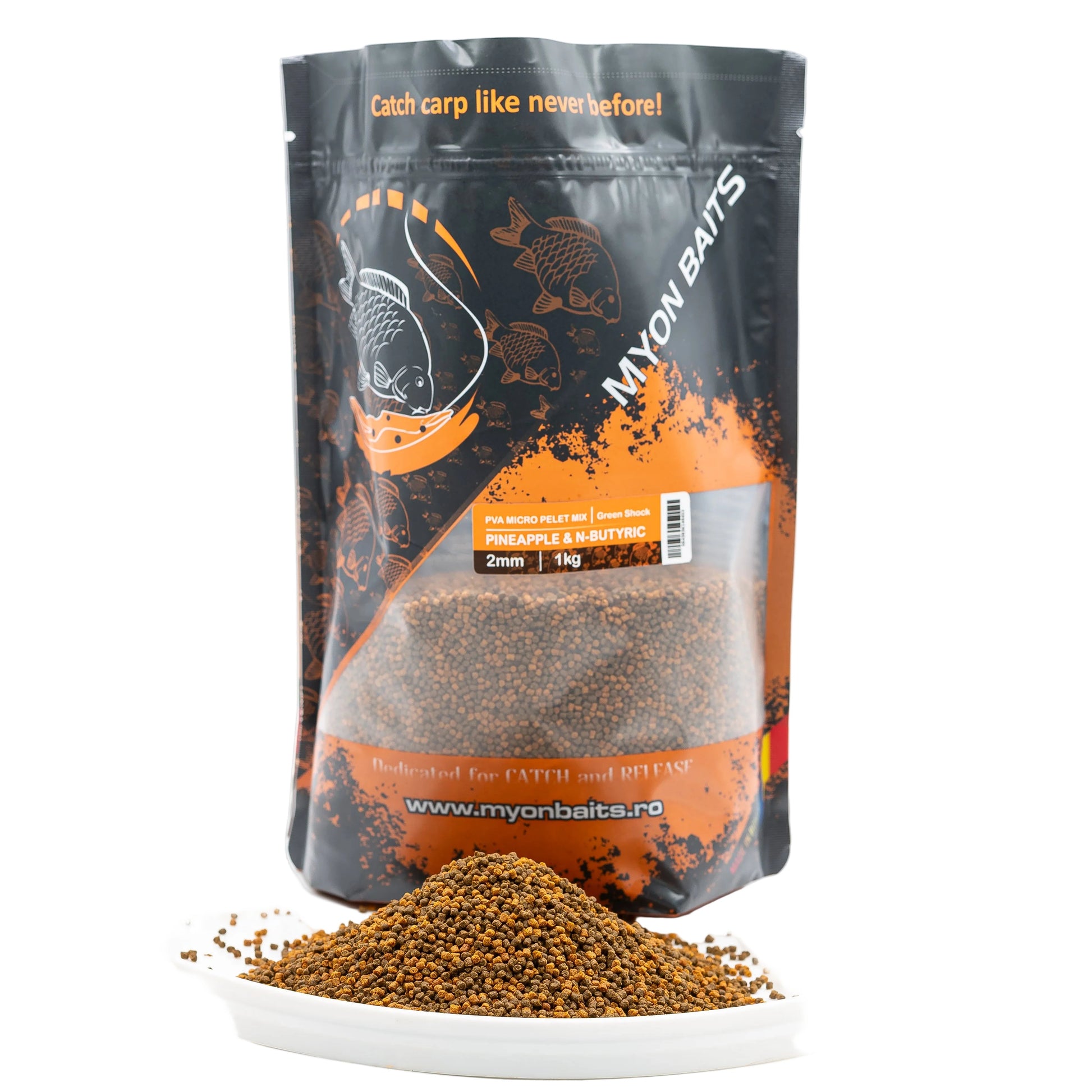 PVA Micro Pelet Mix Green Shock 2 mm – Pineapple & N-Butyric - Myon Baits