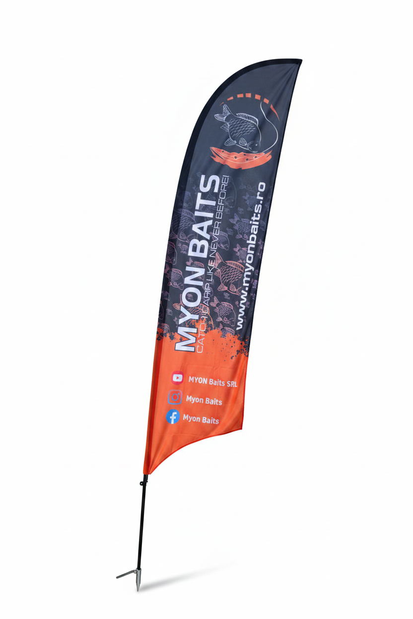 Steag Pană M Personalizat Myon Baits 3.2 m cu bază țăruș metalic - Myon Baits